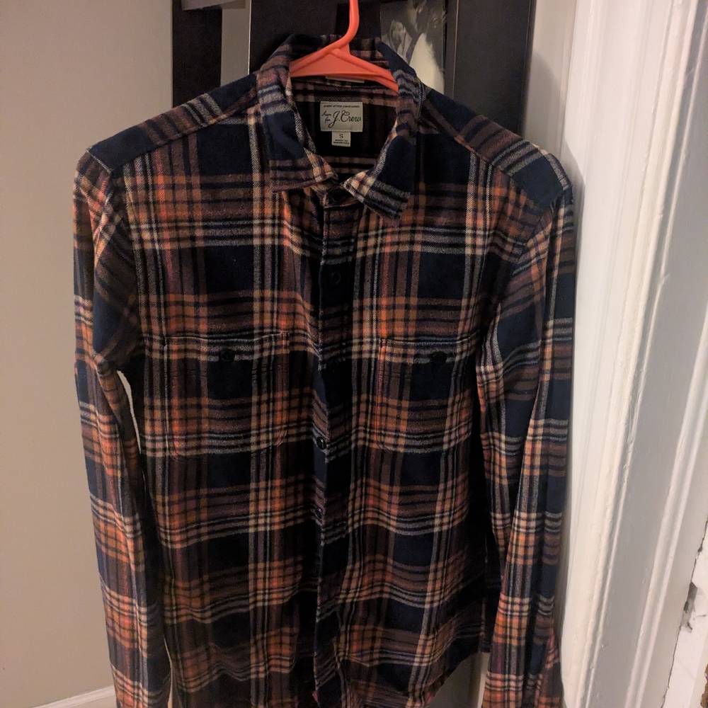J. Crew Blue and Orange Casual Button Down  Flannel
